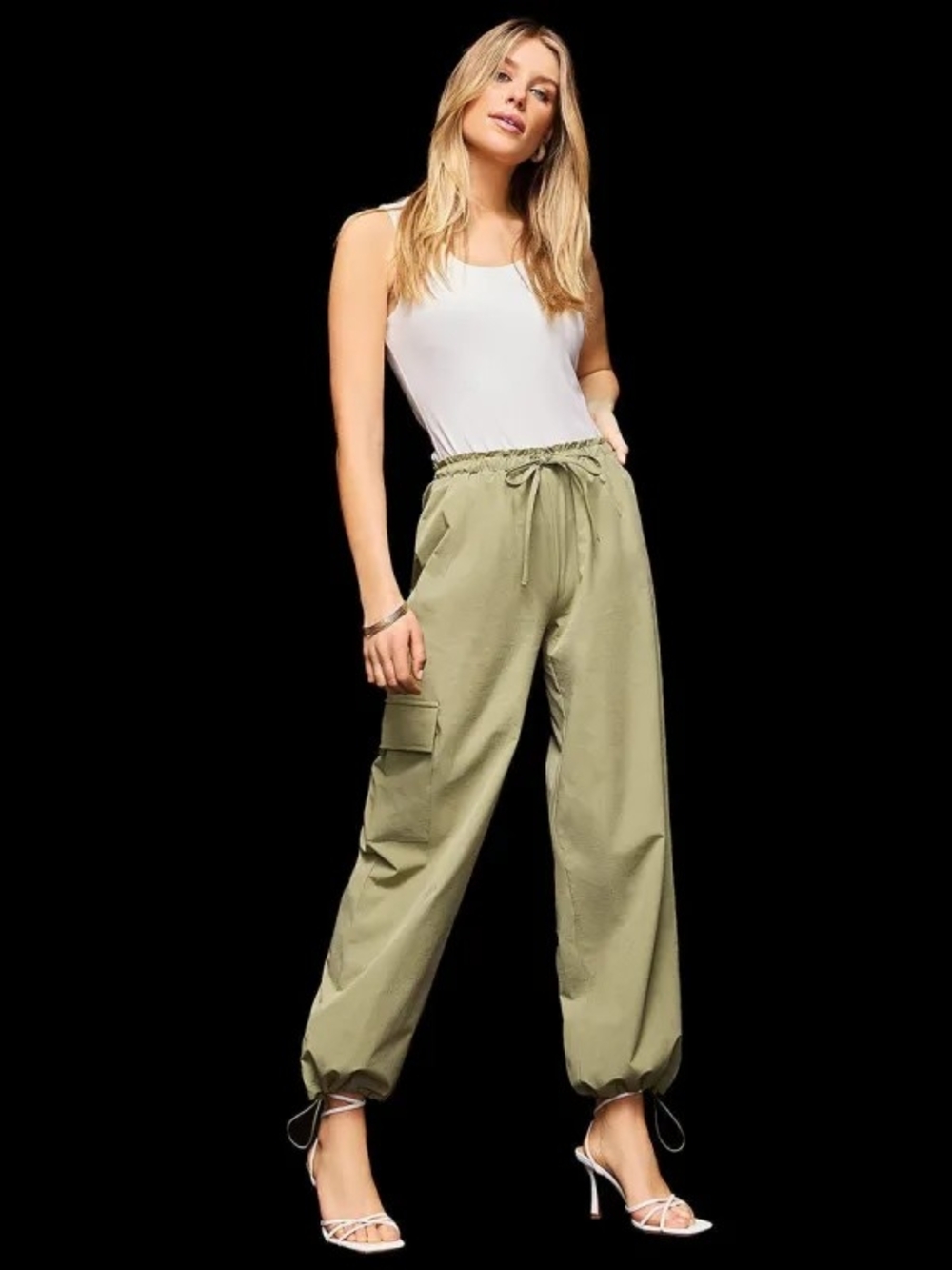 Suzy Shier Olive Cargo Jogger Pants